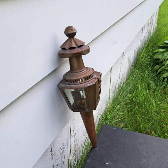 Pair of Brass Carriage Lamps - Picture 8 of 11